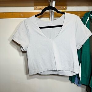 Women's White V -neck Crop Top